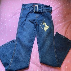Vintage Y2K Baby Phat low rise flared jeans with belt buckle